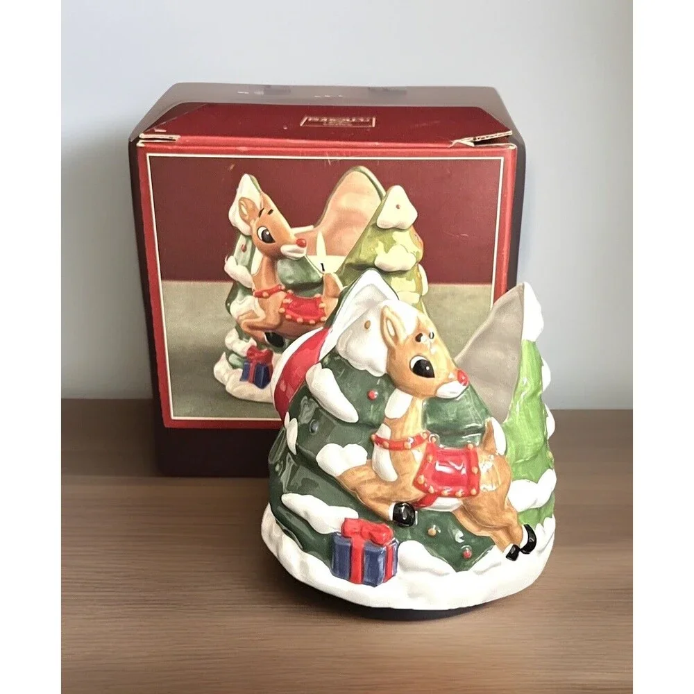 Lenox Rudolph The Red Nosed Reindeer Ceramic Porcelain Votive Candle Holder